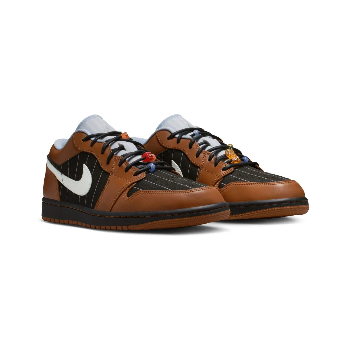 Nike Air Jordan 1 Low SE Pinstripes Nero Orewood Marrone Uomo - 2