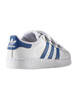 Adidas Superstar Bambini Bianche con Strisce Blu Reale Sneakers Casual