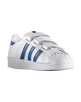 Adidas Superstar Bambini Bianche con Strisce Blu Reale Sneakers Casual