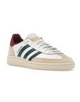 Adidas Handball Spezial Scarpe Bianche con Dettagli Verde Scuro e Bordeaux Uomo