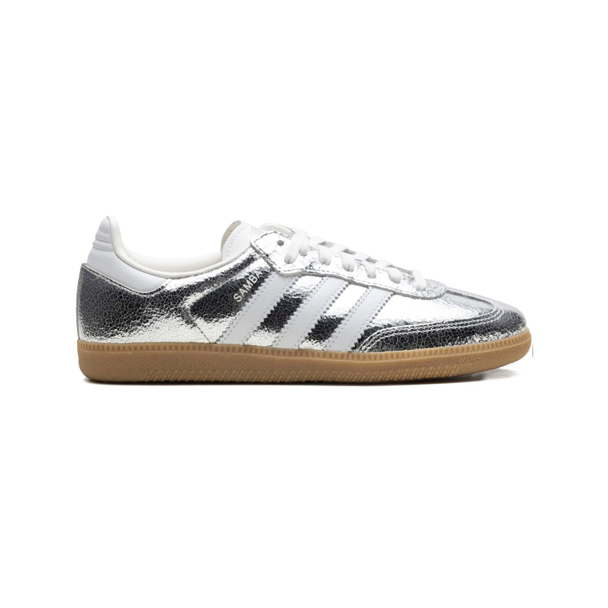 Adidas Samba Silver Metallic Cracked sneakers basse uomo e donna in argento - vista laterale