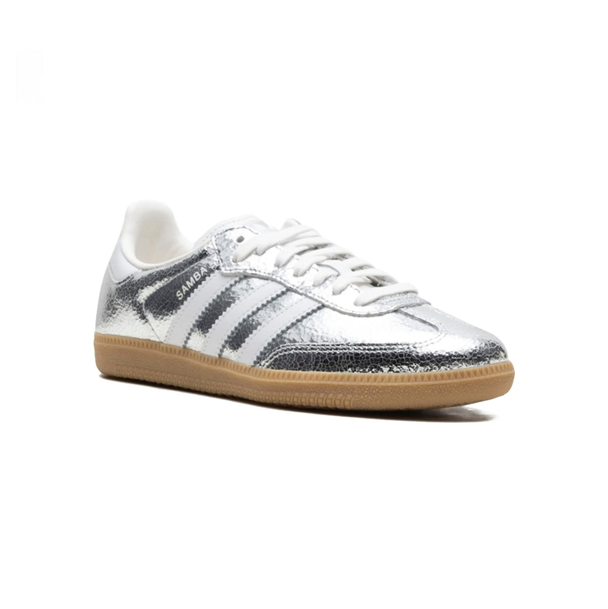 Adidas Samba Silver Metallic Cracked sneakers basse uomo e donna in argento - vista frontale