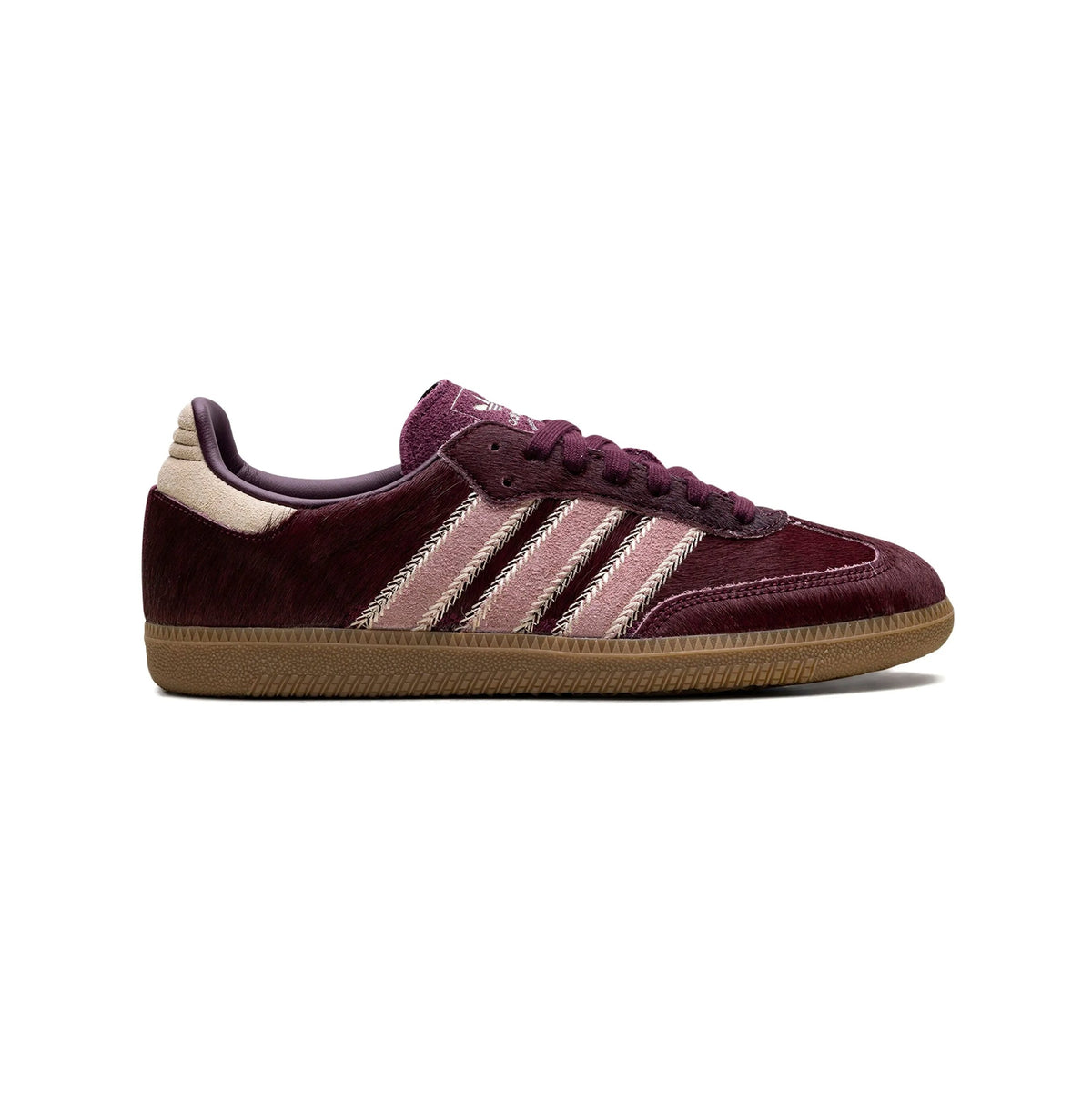 Adidas Samba Maroon Sand Strata Pony sneakers basse uomo e donna in beige bordeaux - vista laterale