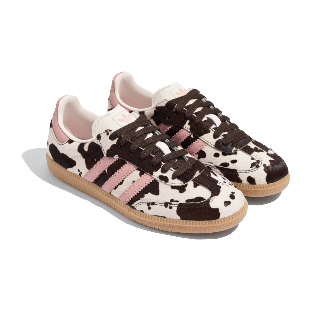 Adidas Samba Cow Print Dark Brown Wonder Mauve sneakers basse uomo e donna in marrone - vista frontale