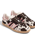 Adidas Samba Cow Print Dark Brown Wonder Mauve sneakers basse uomo e donna in marrone - vista frontale
