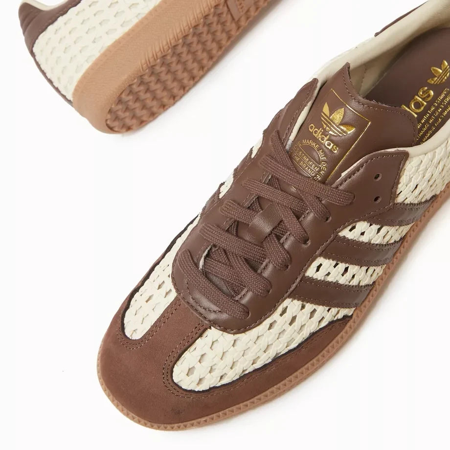 Adidas Samba Basketweave Cream White Earth Strata sneakers basse donna in bianco crema - dettaglio suola