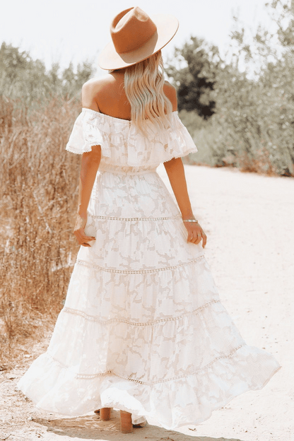 Abito Lungo Bianco Spalle Scoperte in Pizzo - Vestito Estivo Maxi | Sildora