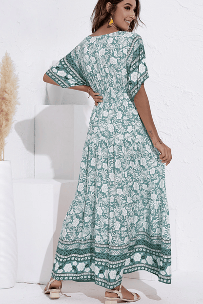 Abito Lungo Verde a Fiori Stile Boho - Vestito Estivo Maxi | Sildora