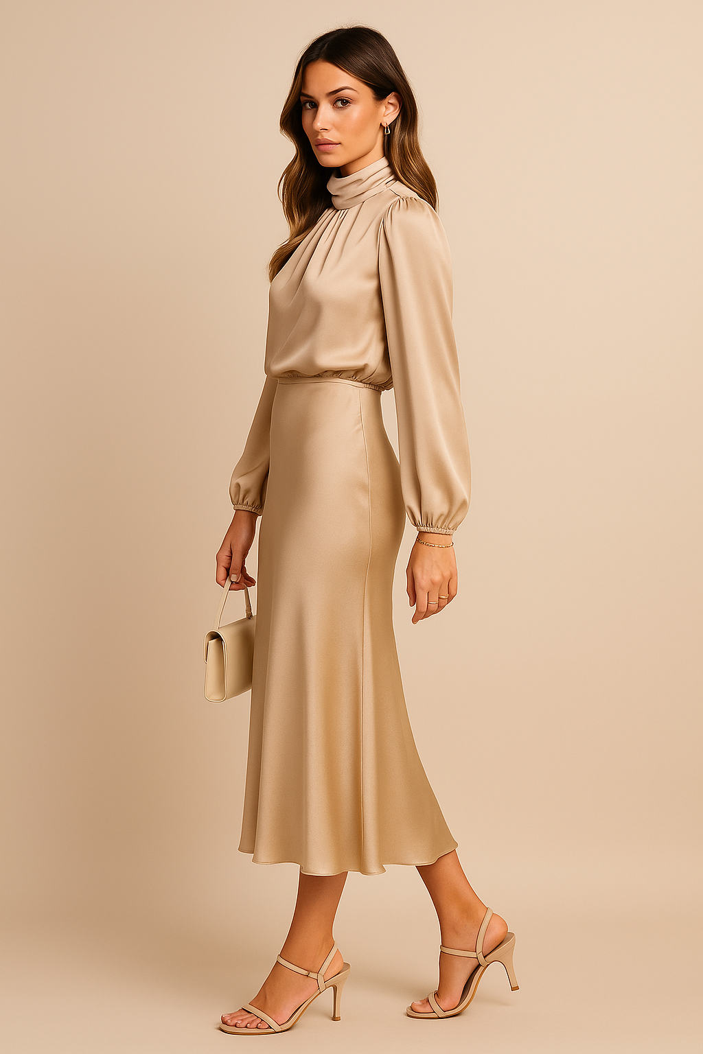 Alexis | Abito midi da donna con collo alto