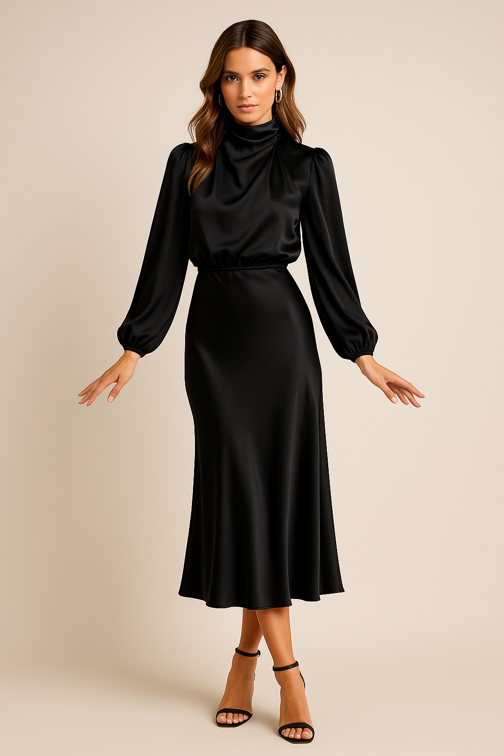 Alexis | Abito midi da donna con collo alto