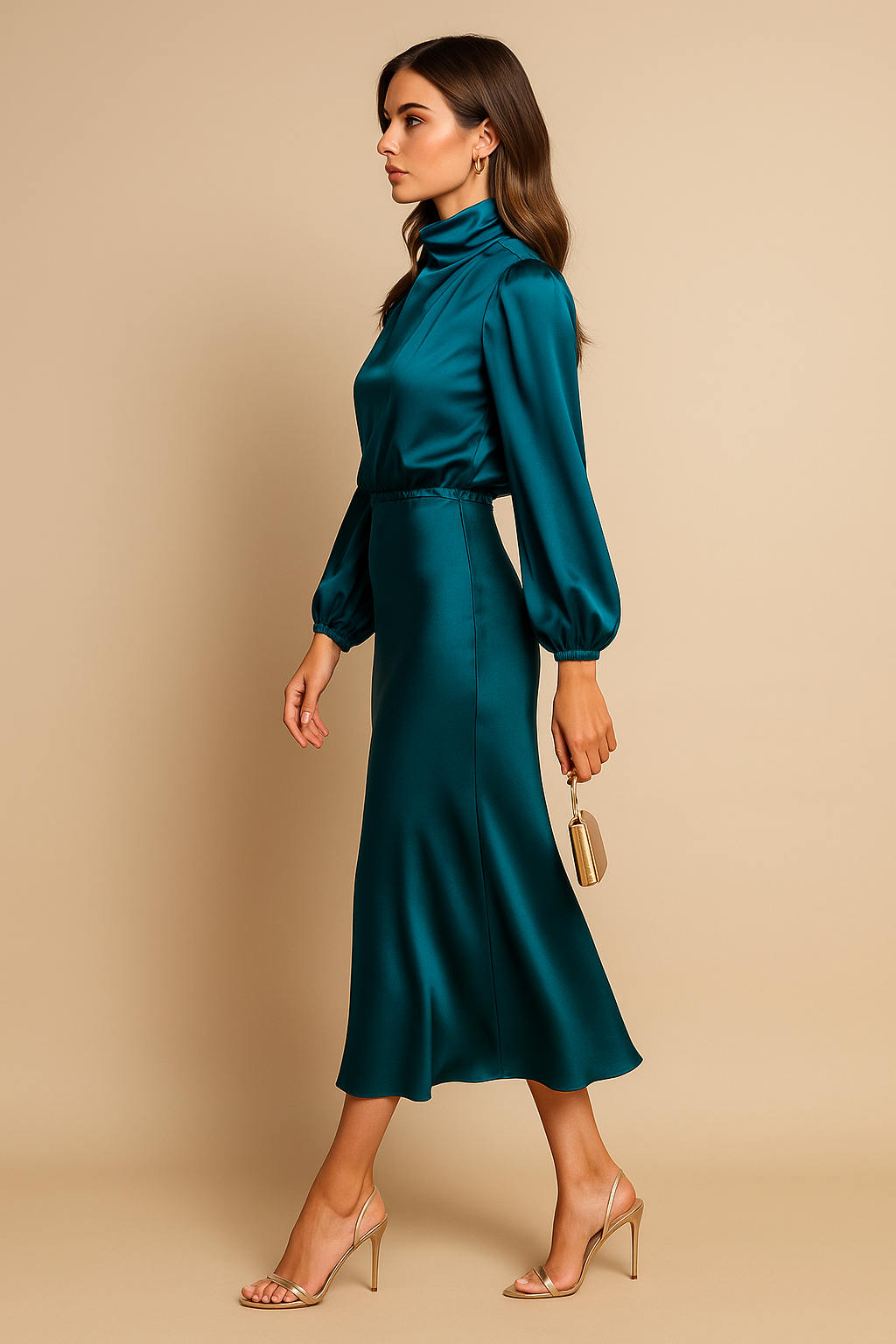 Alexis | Abito midi da donna con collo alto