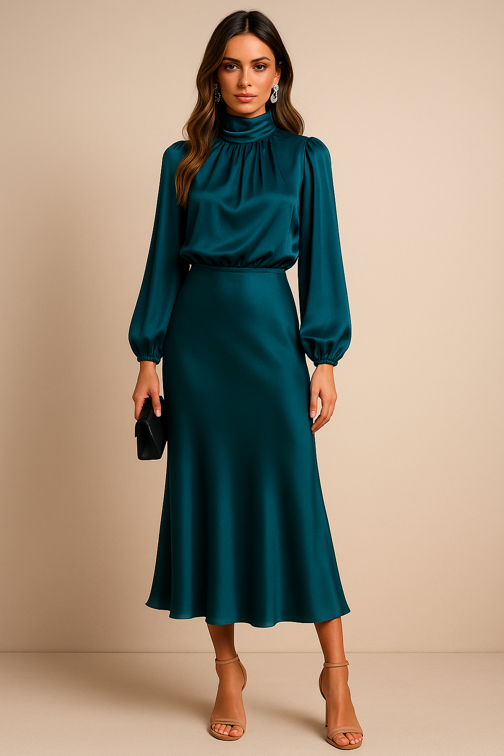 Alexis | Abito midi da donna con collo alto