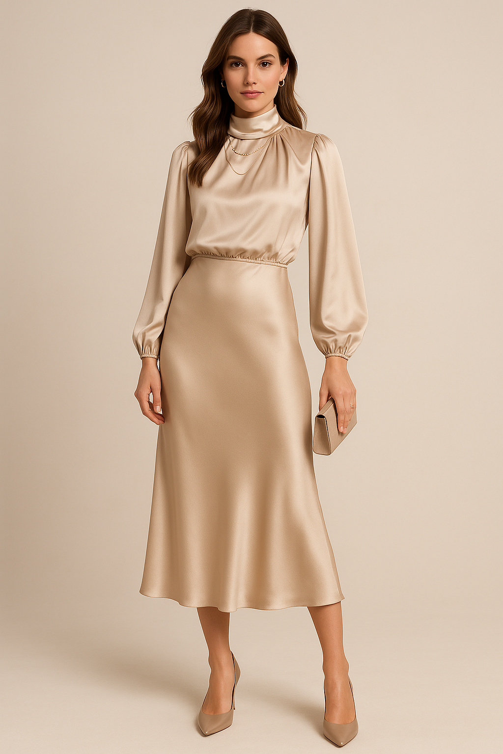 Alexis | Abito midi da donna con collo alto