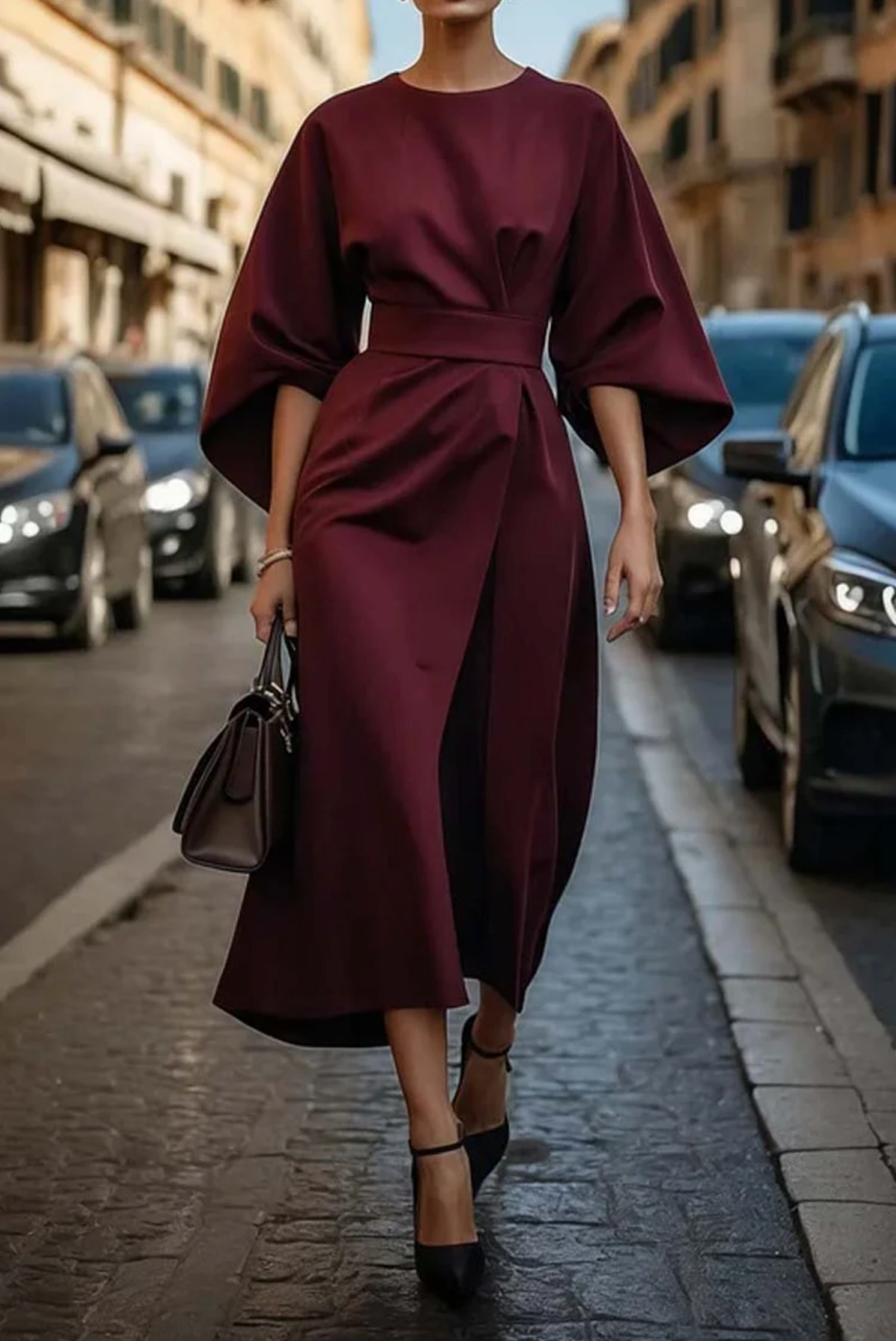 Alice | Abito midi fluido da donna con cintura per eventi