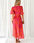 Amelia | Abito midi floreale da donna con scollo a V e maniche a sbuffo