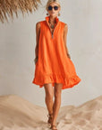 Amelia | Vestito Mini Donna Senza Maniche con Mezza Cerniera e Volant