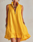 Amelia | Vestito Mini Donna Senza Maniche con Mezza Cerniera e Volant