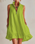 Amelia | Vestito Mini Donna Senza Maniche con Mezza Cerniera e Volant