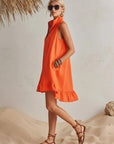 Amelia | Vestito Mini Donna Senza Maniche con Mezza Cerniera e Volant