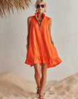 Amelia | Vestito Mini Donna Senza Maniche con Mezza Cerniera e Volant