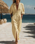 Amelia | Vestito midi a righe da donna con bottoni