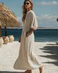 Amelia | Vestito midi a righe da donna con bottoni