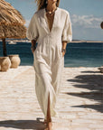 Amelia | Vestito midi a righe da donna con bottoni
