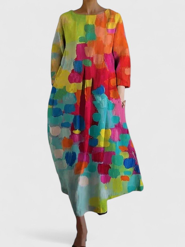 Aria | Vestito da donna con maniche a tre quarti e stampa di tartaruga marina