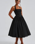 Ariana | Abito midi con scollo all'americana da donna per invitate a matrimoni