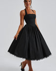 Ariana | Abito midi con scollo all'americana da donna per invitate a matrimoni