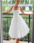 Ariana | Abito midi con scollo all'americana da donna per invitate a matrimoni