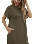 Vestito Lewina Donna – Girocollo Maniche Corte, Taglio A-Line Mini & Tasche Tinta Unita Estate