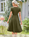 Abito Donna Maloi – Girocollo, Taglio A-Line Midi e Vita Elastica con Tasche Estate