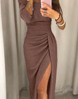 Ashley | Abito midi elegante da donna con spalle scoperte