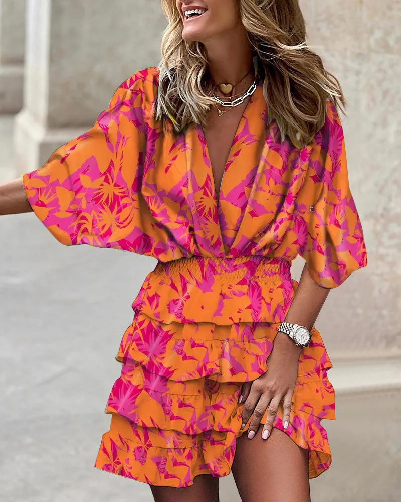 Ava | Vestito Boho da Donna con Stampa e Volant