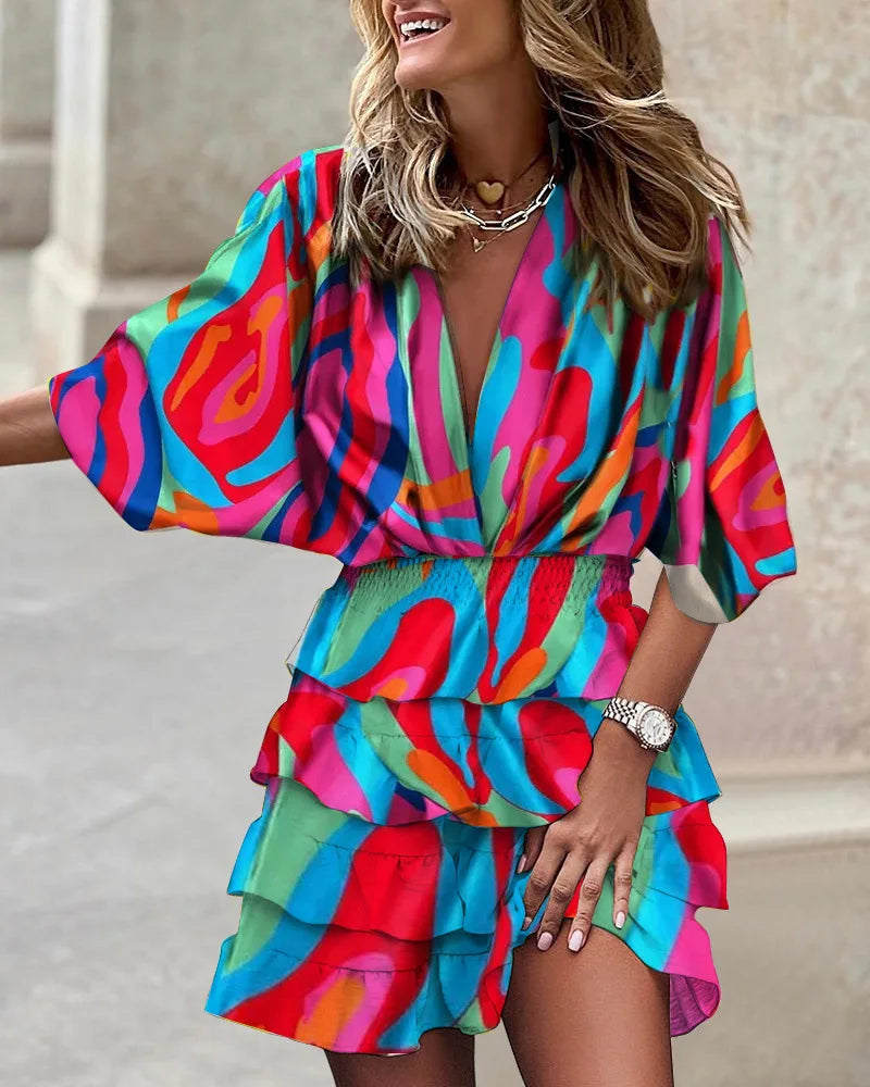 Ava | Vestito Boho da Donna con Stampa e Volant