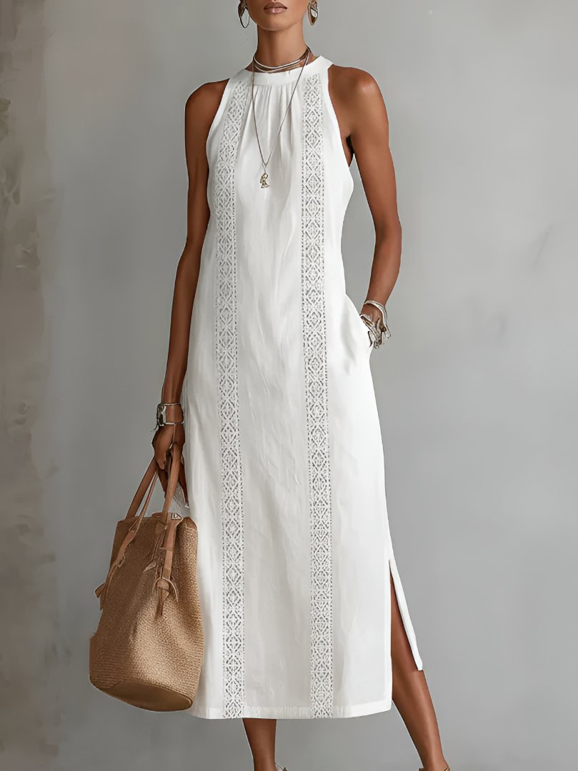 Ava | Vestito midi senza maniche ricamato da donna