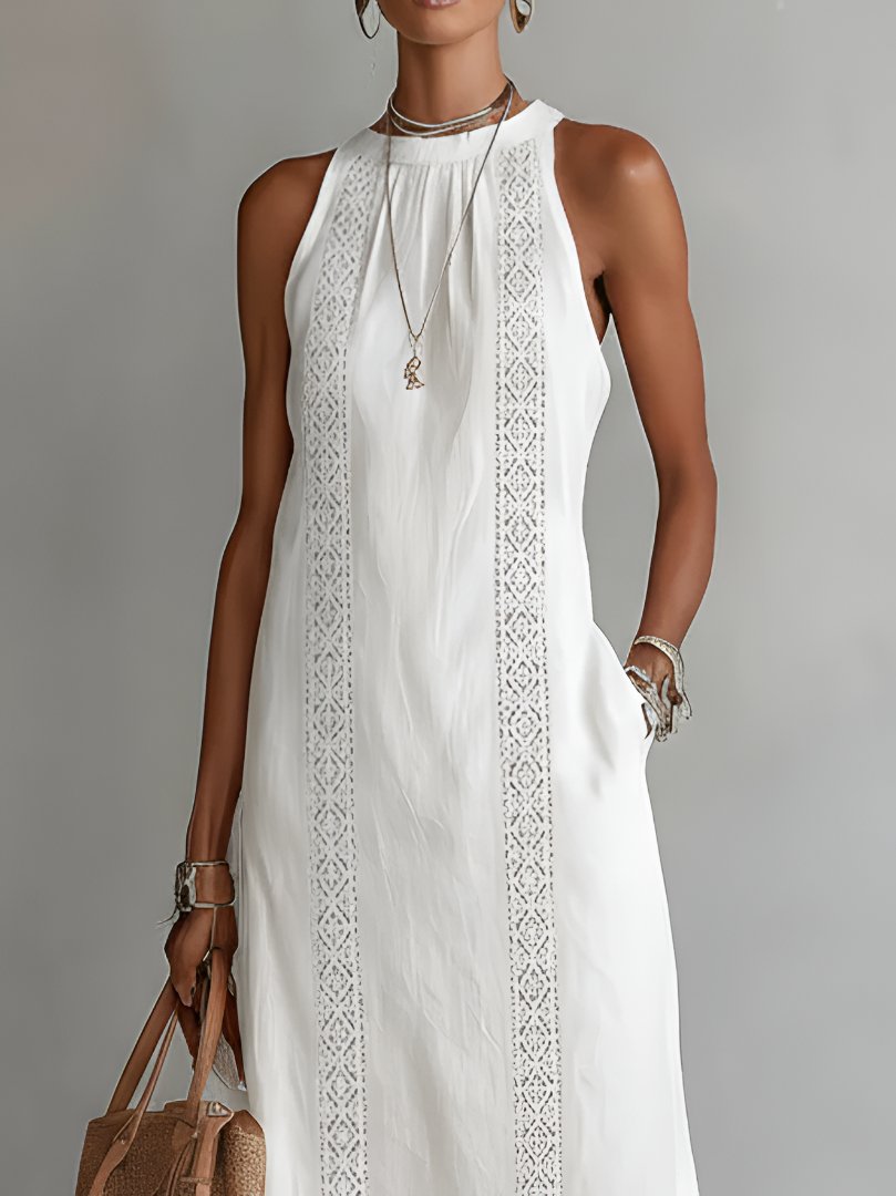 Ava | Vestito midi senza maniche ricamato da donna