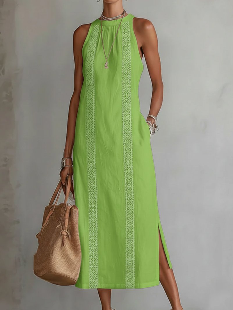 Ava | Vestito midi senza maniche ricamato da donna