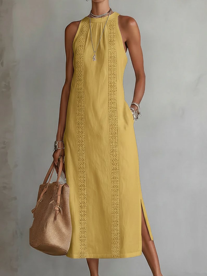 Ava | Vestito midi senza maniche ricamato da donna