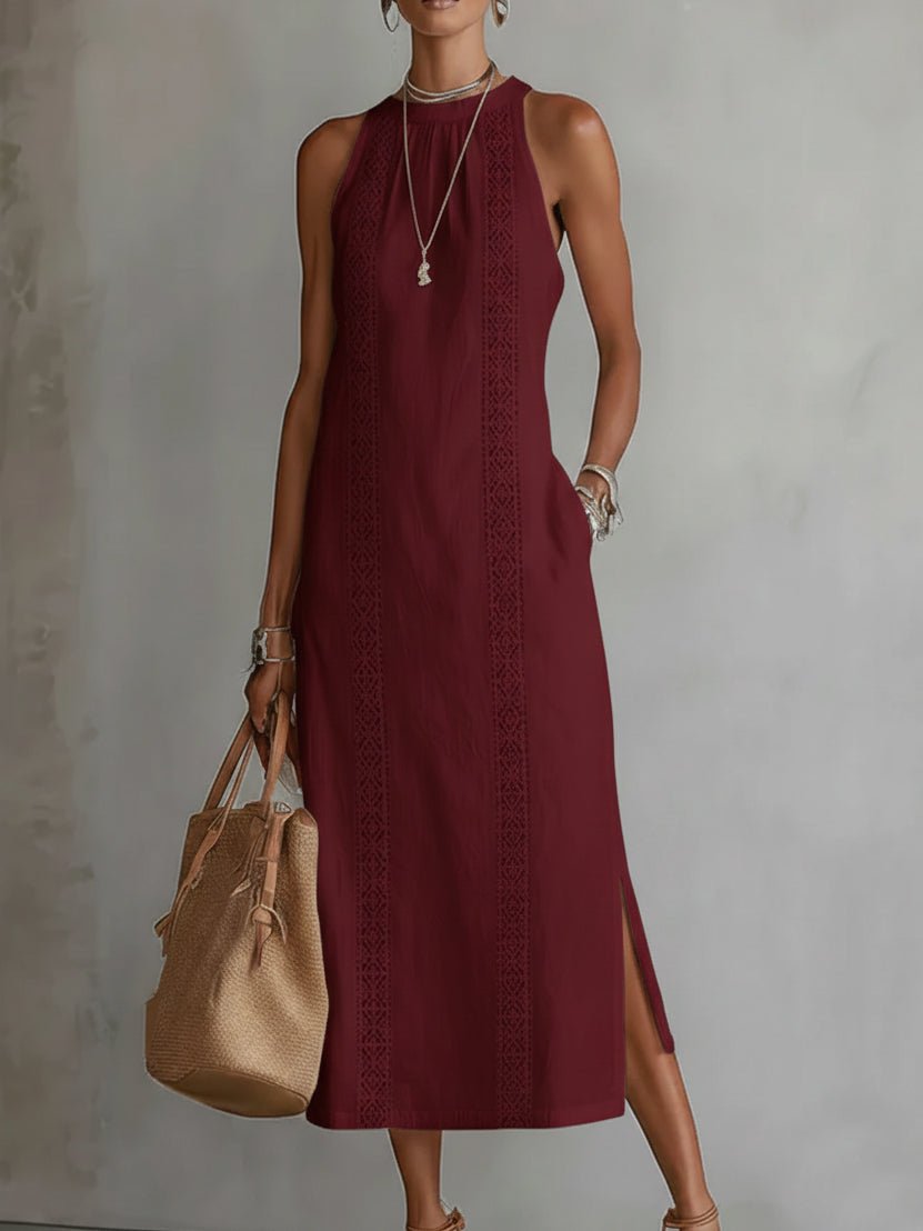 Ava | Vestito midi senza maniche ricamato da donna