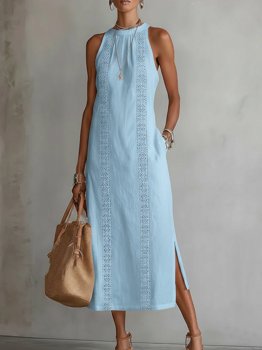 Ava | Vestito midi senza maniche ricamato da donna