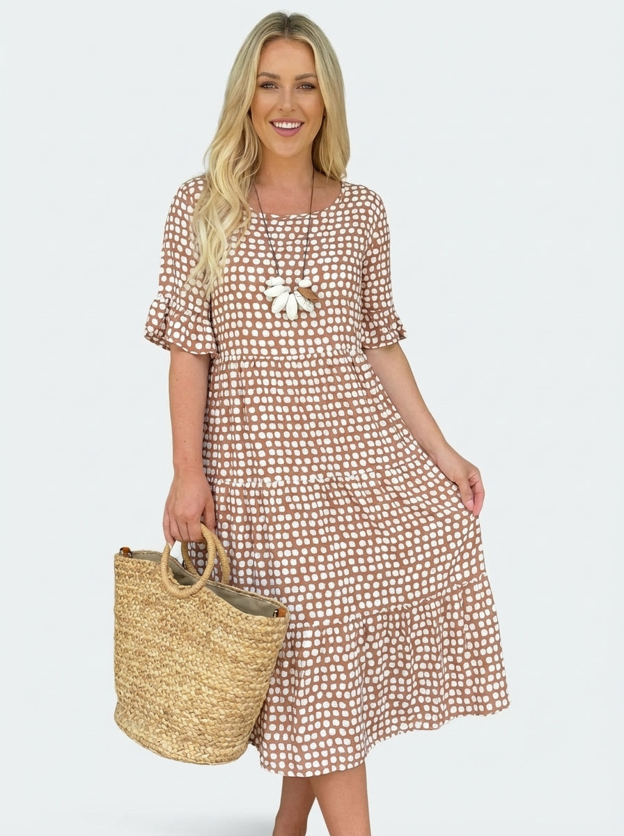 Ava | Vestito estivo midi a trapezio a pois da donna