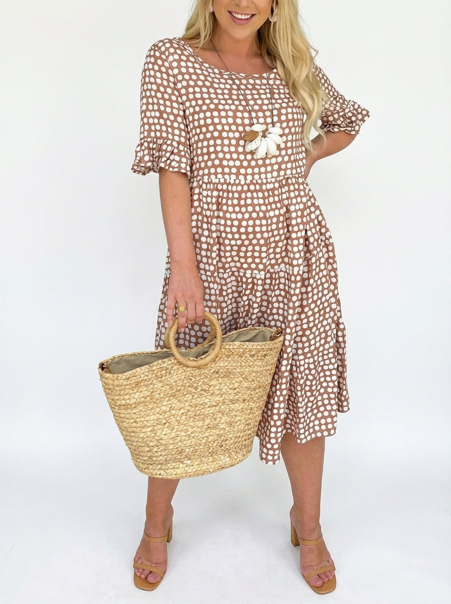 Ava | Vestito estivo midi a trapezio a pois da donna