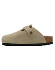 Birkenstock Boston Oat ciabatte unisex in beige avena - vista frontale