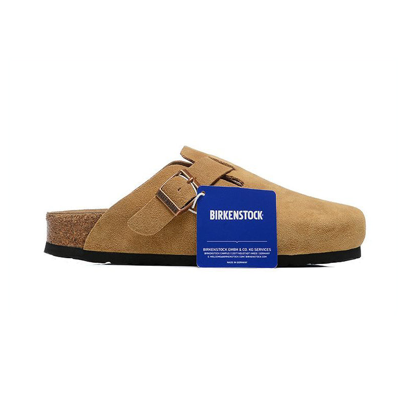 Birkenstock Boston Gold Coffee ciabatte unisex in marrone dorato - vista laterale