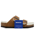 Birkenstock Arizona Shearling Light Brown sandali unisex in marrone chiaro - vista laterale