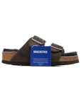 Birkenstock Arizona Shearling Dark Brown sandali unisex in marrone scuro - vista laterale