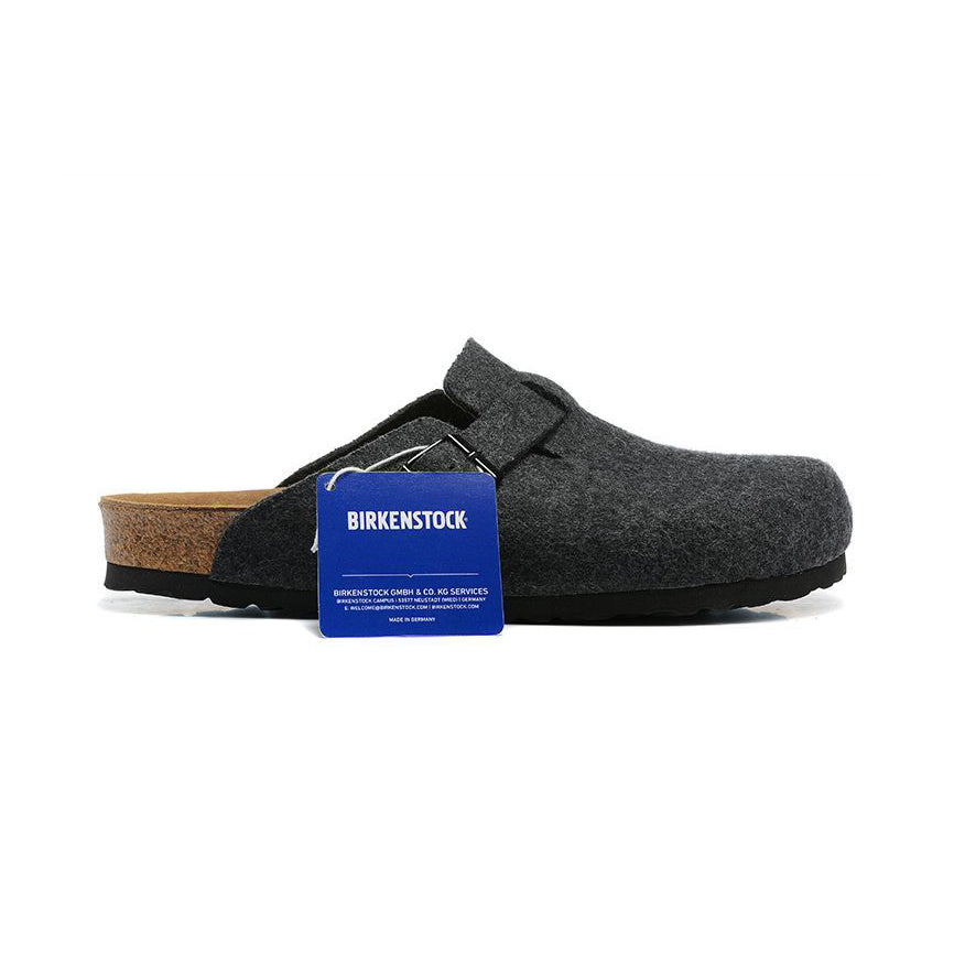 Birkenstock Boston Dark Grey ciabatte unisex in grigio scuro - vista laterale