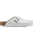 Birkenstock Boston Pelle White ciabatte unisex in bianco - vista laterale